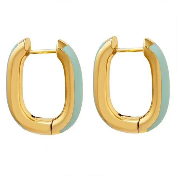 18k Gold Plated Pastel Green Hoops