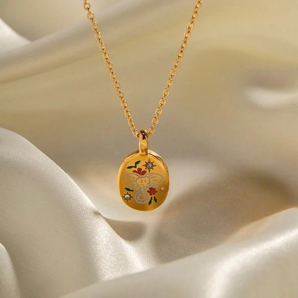 18K Gold Plated Elephant Stamp Necklace