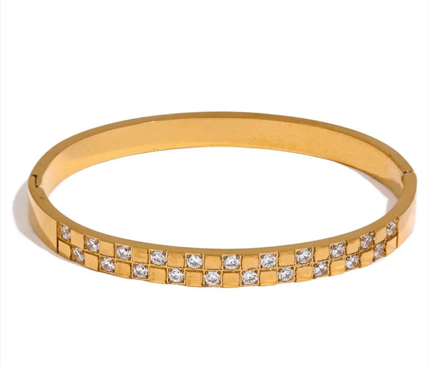 18k Gold Plated Checkered Bracelet