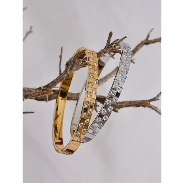 18k Gold Plated Checkered Bracelet