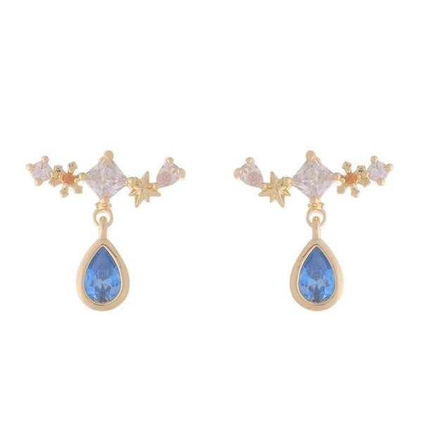 Cute Blue Stone Drop Earrings