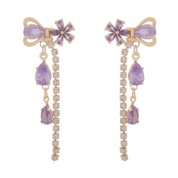 Purple Bow Danglers