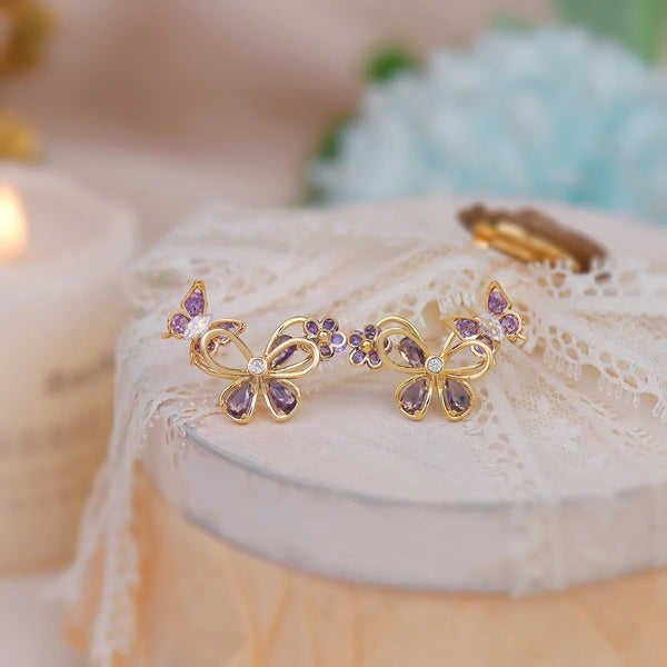 Purple Butterfly Studs