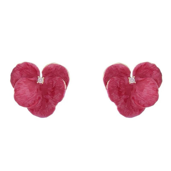 Pink Enamel Floral Studs