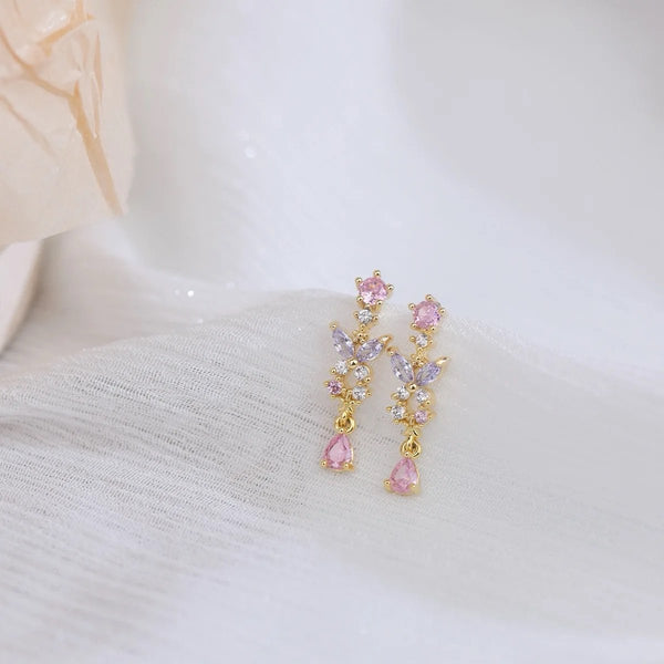 Pink Dainty Butterfly Earrings