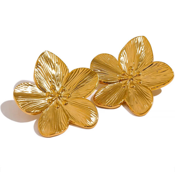 18K Gold Plated Statement Floral Studs