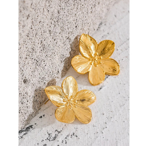 18K Gold Plated Statement Floral Studs