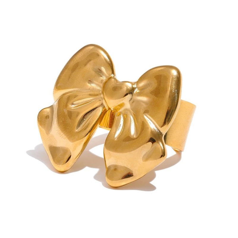 18K Gold Plated Chunky Bow Ring