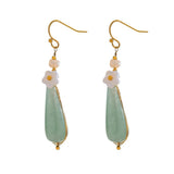 18K Gold Plated Green Stone Floral Drops