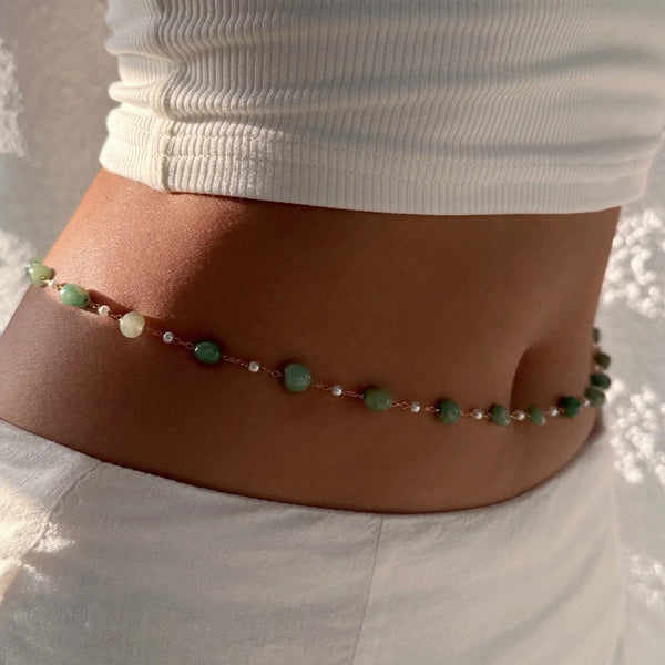 18K Gold Plated Jade Hawaiian Waist Chain