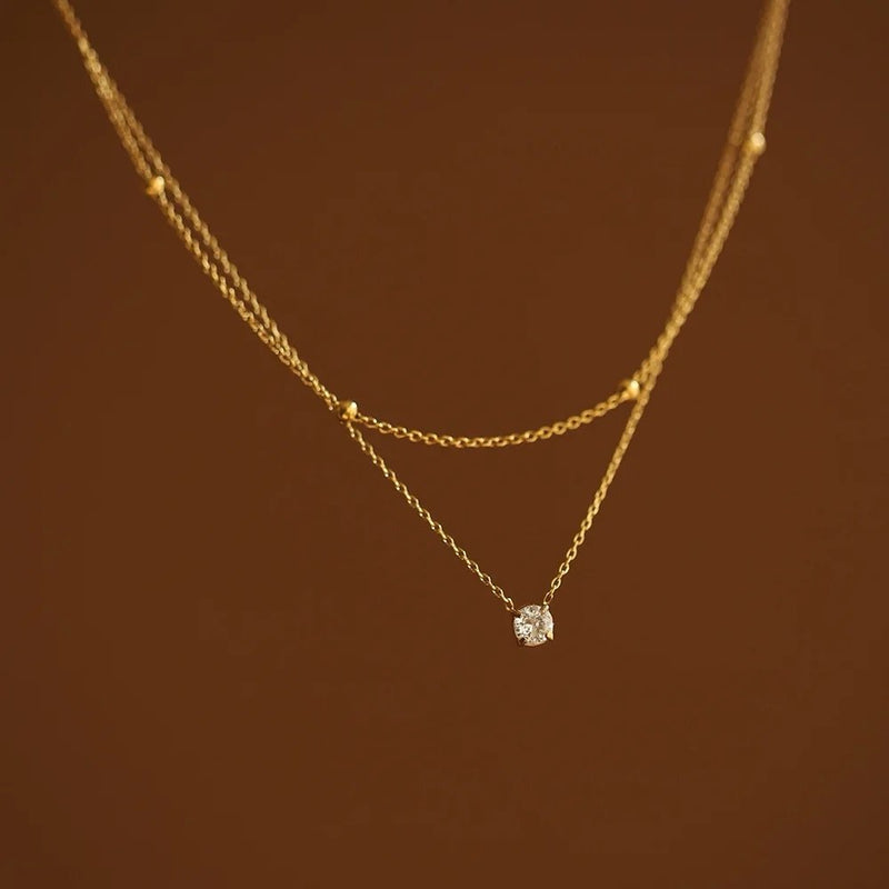 18K Gold Plated Layered Stone Necklace – Accessoire By V