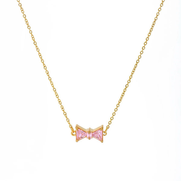 Vibrant Pink Bow Necklace