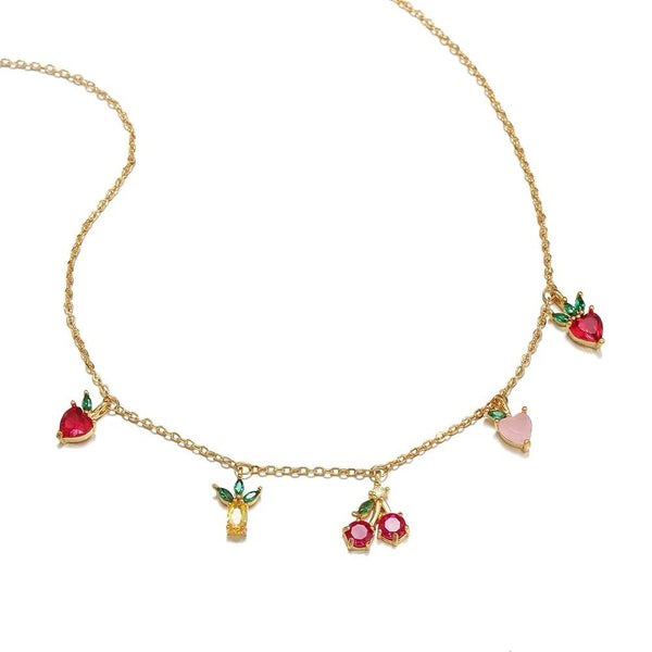 18K Gold Plated Fruit Splash Charm Necklace