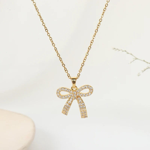 Studded Bow Necklace