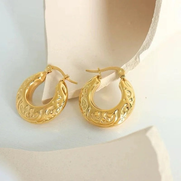 18K Gold Plated Vintage Hoops