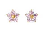 18K Gold Plated Zircon Flower Studs