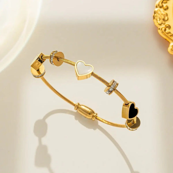 18K Gold Plated Heart Bangle