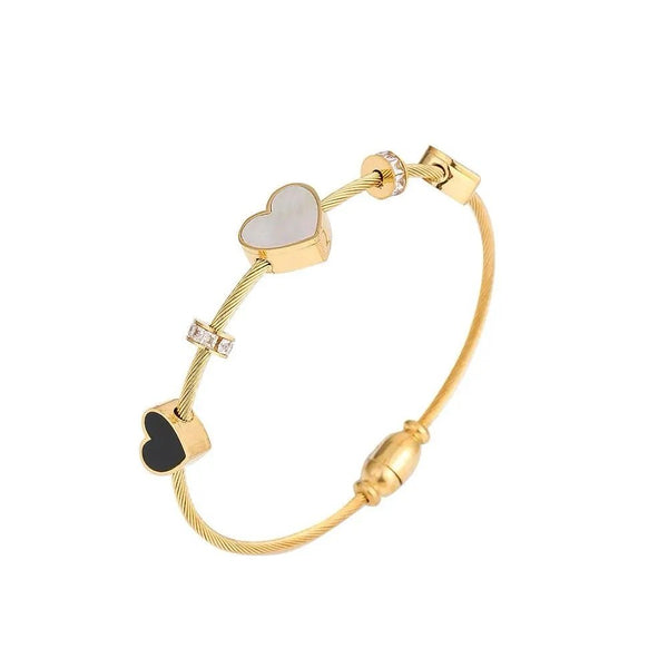 18K Gold Plated Heart Bangle