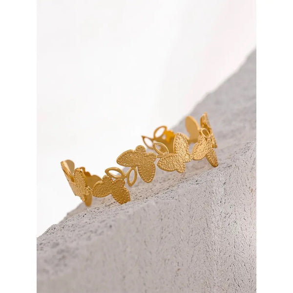 18K Gold Plated Butterfly Cuff Bracelet