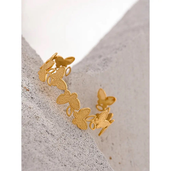 18K Gold Plated Butterfly Cuff Bracelet