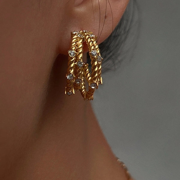 18k Gold Plated Claw Hoops