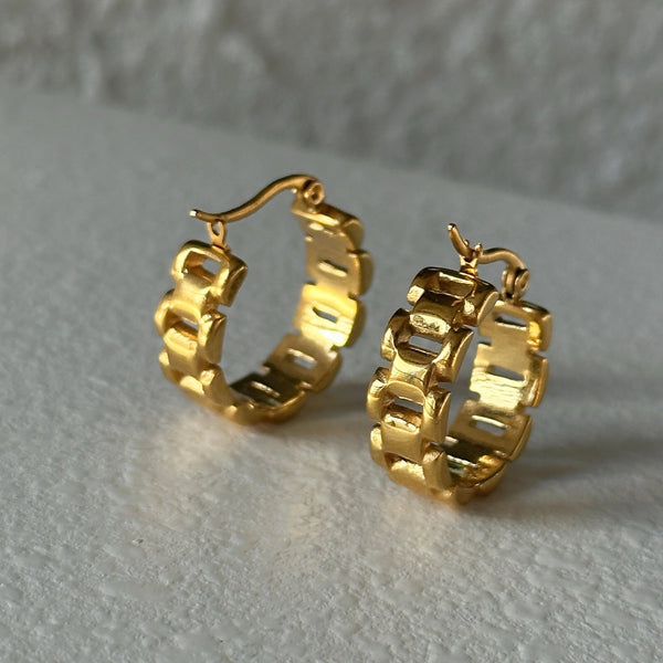 18K Gold Plated Link Chain Hoops