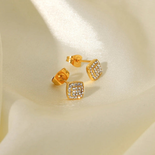 18k Gold Plated Dainty Square Studs