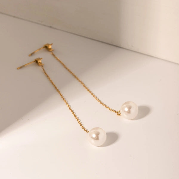 18K Gold Plated Pearl Drop Earrings